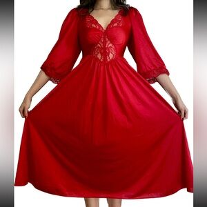 Olga Vintage Rare Red Maxi Slip Dress